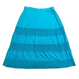 Lane Bryant Blue Turquoise Tiered Long Full Boho Peasant Gypsy Skirt 18/20